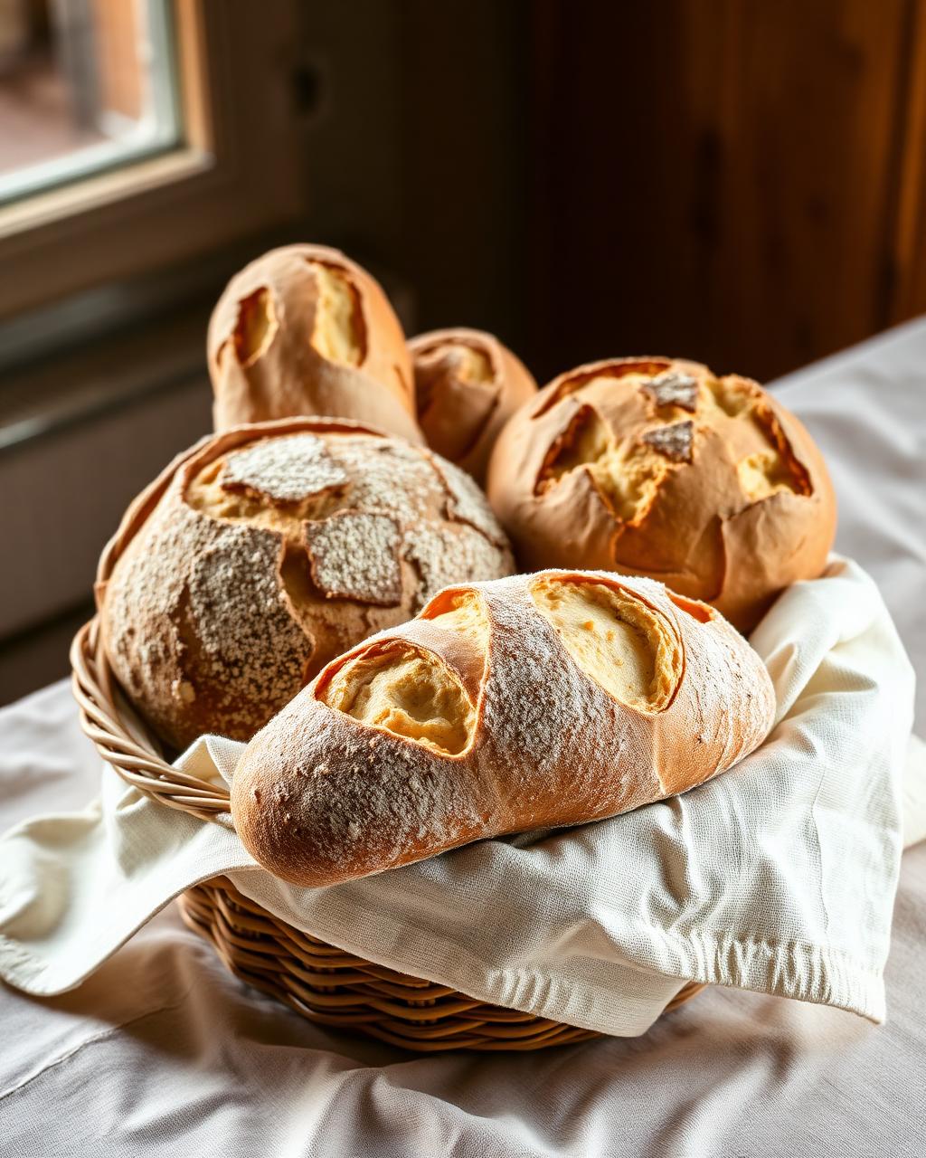 Fresh baked bread and bolillos in a basket