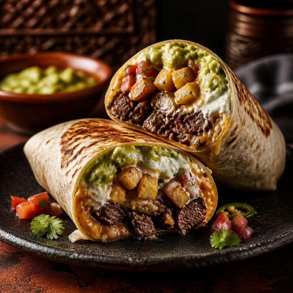 Loaded California burrito with carne asada and fries